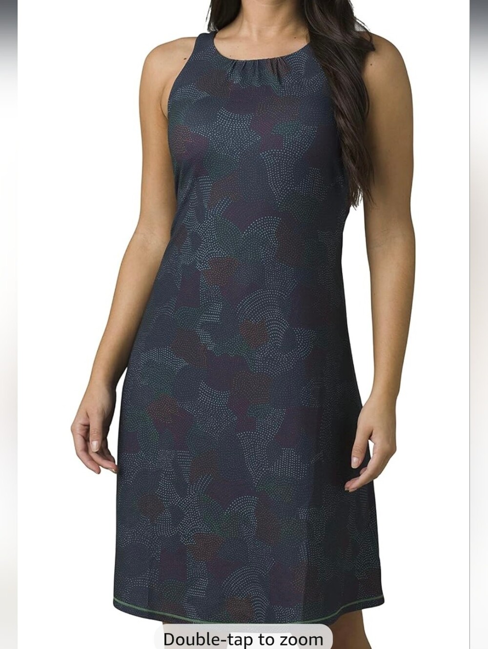 prAna Skypath Dress Gray Multi Dotty Twist Open Back Size L